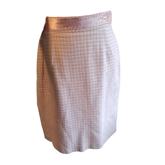 Apostrophe Pink Plaid Satin Bow Skirt - Picture 1 of 9